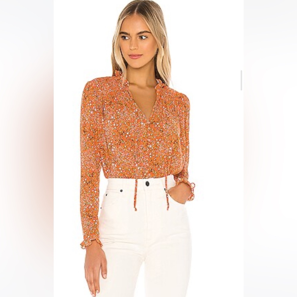 X REVOLVE Lela Blouse Floral | Free People | Coral Combo XS